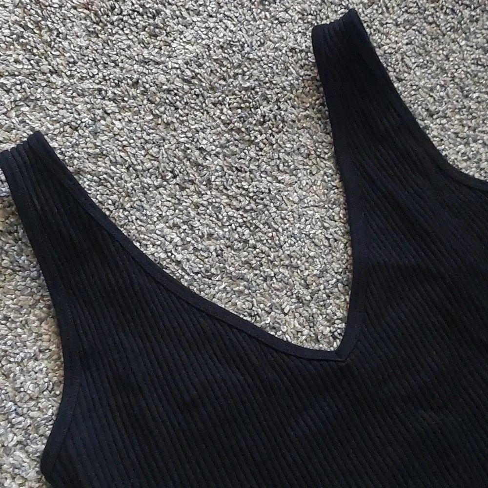 Free People Intimately Free Solid Ribbed Brami Crop Tank Black M/L